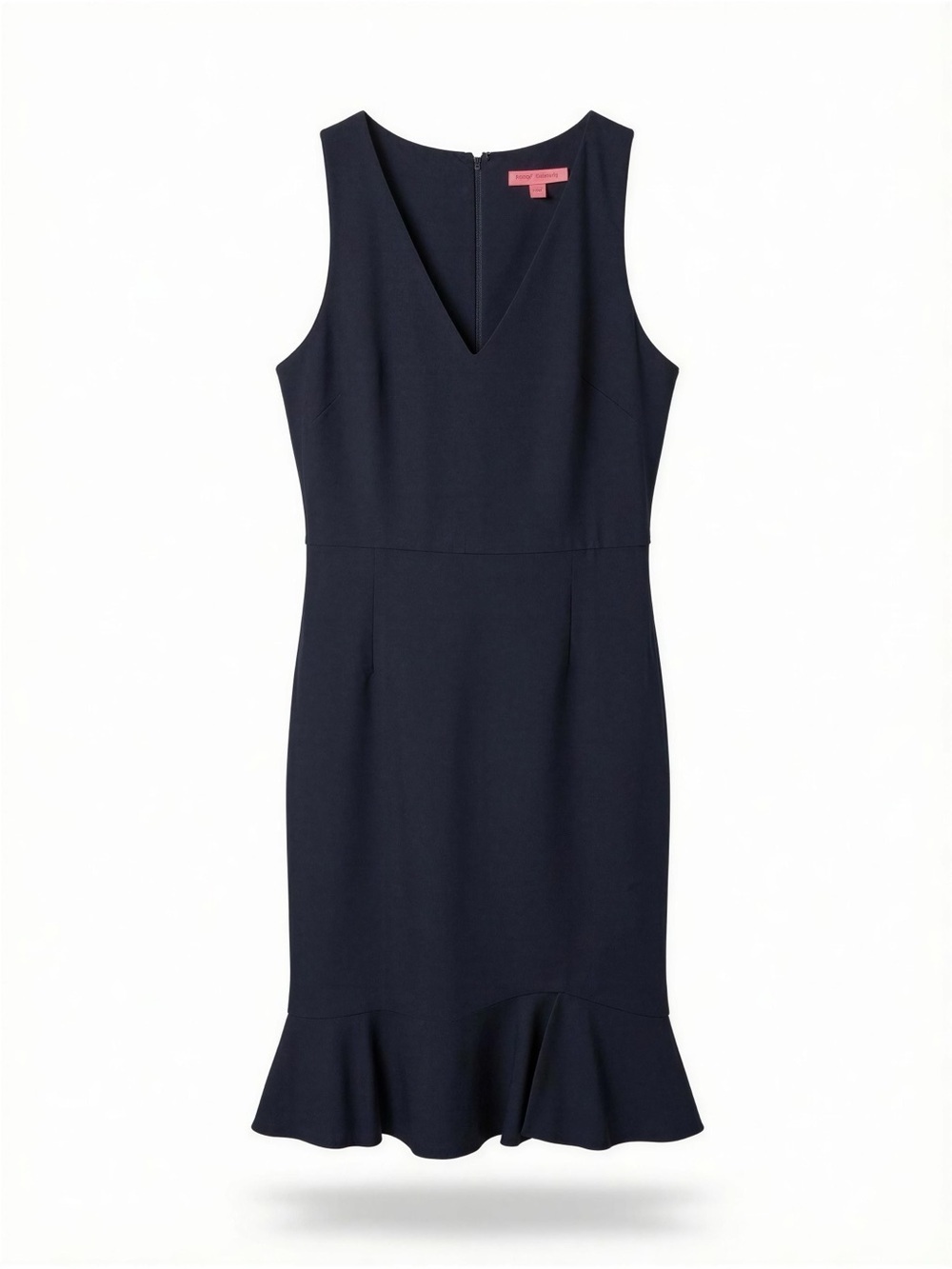 Women’s Sleeveless Navy Sheath Dress with Ruffle Hem Size 10